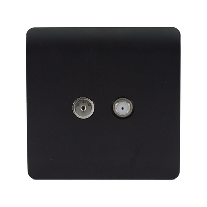 Trendi Switch TV Co-Axial & F-Type Satellite Socket in Matt Black