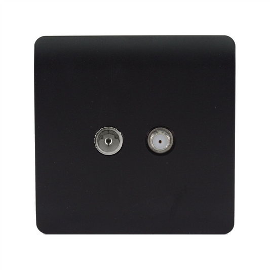 Trendi Switch TV Co-Axial & F-Type Satellite Socket in Matt Black