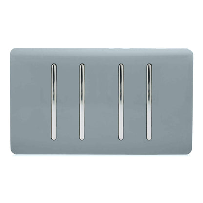 Trendi Switch 4 Gang Light Switch (3x 1 or 2 Way & 1 x Intermediate)in Cool Grey
