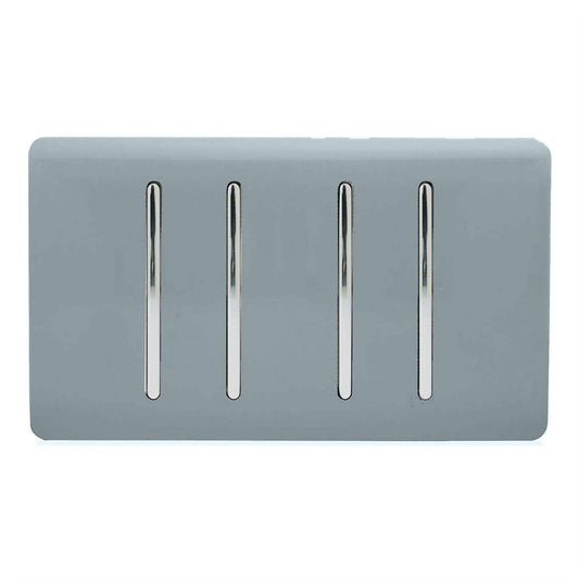 Trendi Switch 4 Gang Light Switch (3x 1 or 2 Way & 1 x Intermediate)in Cool Grey