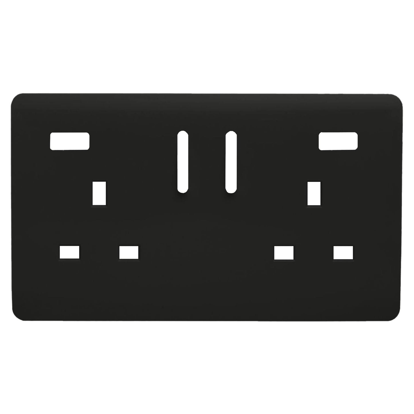 Trendi Switch 2 Gang USB Spare Faceplate For Modern Designer Plug Socket in Piano Black