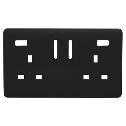 Trendi Switch 2 Gang USB Spare Faceplate For Modern Designer Plug Socket in Piano Black