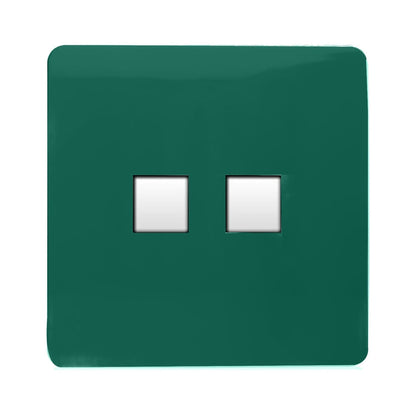 Trendi Switch 2 Gang RJ45 Cat 5e PC Ethernet Socket in Dark Forest Green