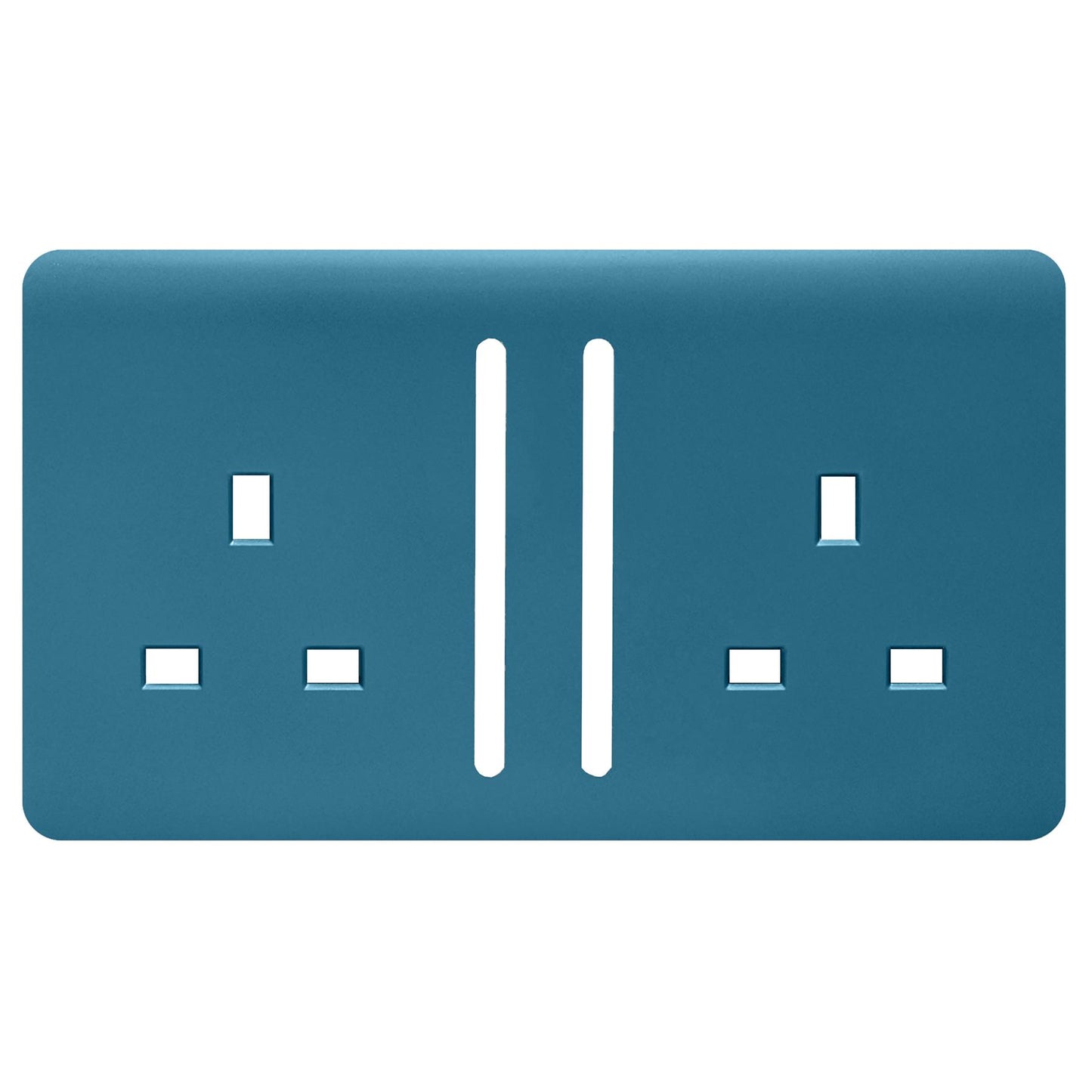 Trendi Switch 2 Gang Long Switched Spare Faceplate For Modern Designer Plug Socket in Ocean Blue