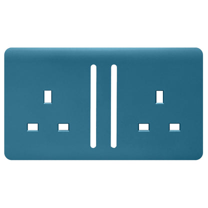 Trendi Switch 2 Gang Long Switched Spare Faceplate For Modern Designer Plug Socket in Ocean Blue