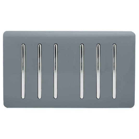 Trendi Switch 6 Gang Spare Faceplate for Modern Designer Light Switch in Warm Grey