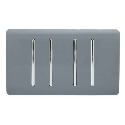 Trendi Switch 4 Gang Light Switch (3x 1 or 2 Way & 1 x Intermediate)in Warm Grey