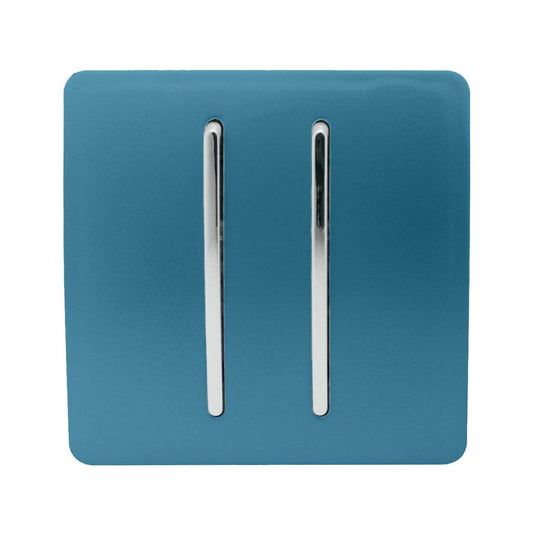 Trendi Switch 2 Gang Retractive Doorbell Switchin Ocean Blue