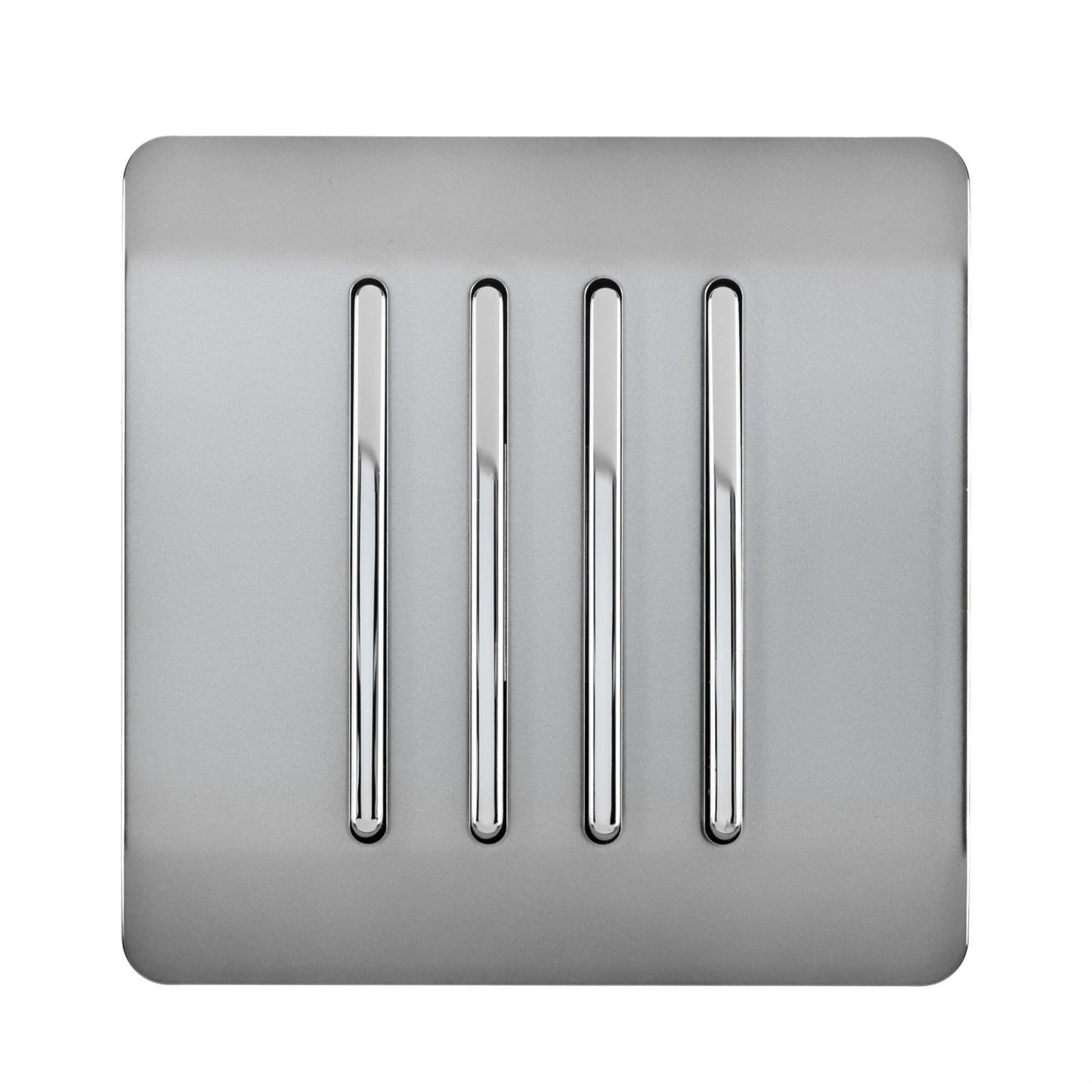 Trendi Switch 4 Gang 1 or 2 way Rocker Light Switchin Brushed Steel