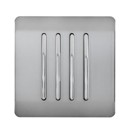 Trendi Switch 4 Gang 1 or 2 way Rocker Light Switch in Brushed Steel