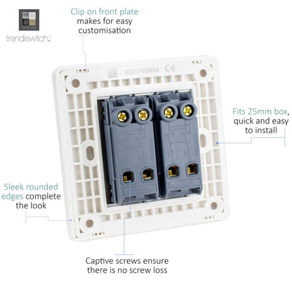 Trendi Switch 2 Gang Intermediate Rocker Light Switch in Warm Grey