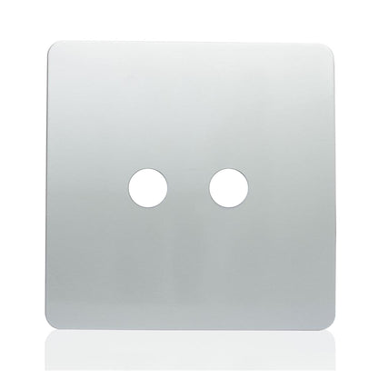 Trendi Switch 2 Gang Spare Faceplate For Co-Axial Modern Designer Television Socket in Platinum Silver