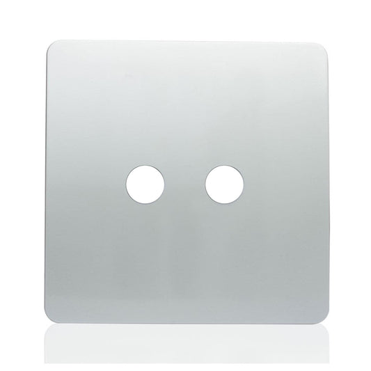 Trendi Switch 2 Gang Spare Faceplate For Co-Axial Modern Designer Television Socket in Platinum Silver