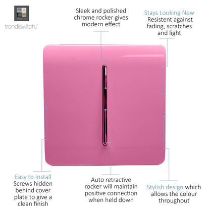 Trendi Switch 1 Gang Retractive Doorbell Switch in Candy Pink