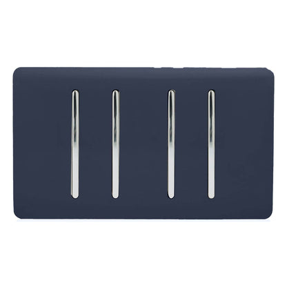 Trendi Switch 4 Gang Light Switch (1x 1 or 2 Way & 3 x Intermediate)in Navy Blue