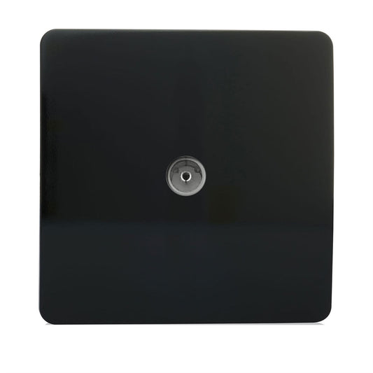 Trendi Switch 1 Gang Female Co-Axial Television Socketin Piano Black