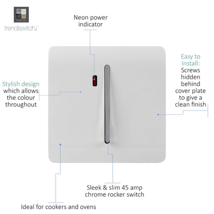 Trendi Switch 1 Gang 20 Amp Heavy Duty Rocker Switch in Ice White