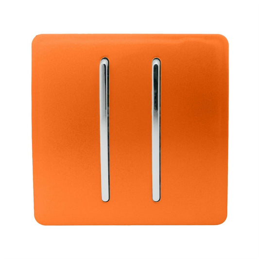 Trendi Switch 2 Gang Retractive Doorbell Switchin Sunset Orange