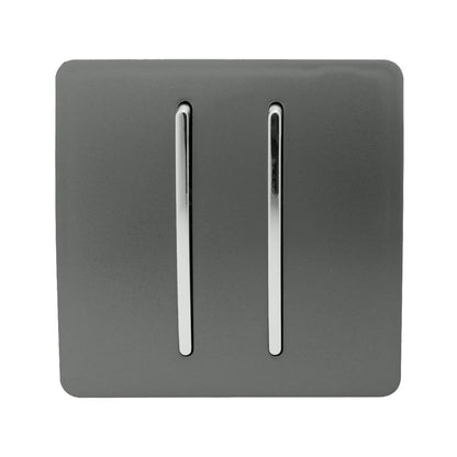 Trendi Switch 2 Gang Retractive Home Automation Switch in Charcoal Grey