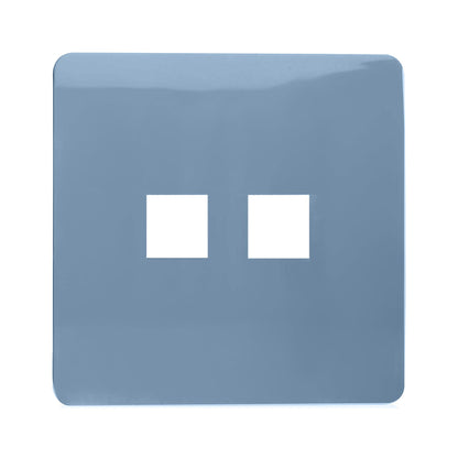 Trendi Switch 2 Gang Spare Faceplate For Modern Designer Telephone Slave Socket in Sky Blue