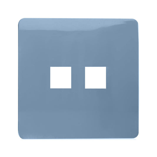 Trendi Switch 2 Gang Spare Faceplate For Modern Designer Telephone Slave Socket in Sky Blue