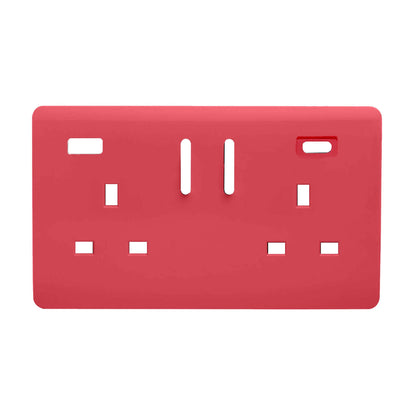 Trendi Switch 2 Gang Type A&C USB Spare Faceplate For Modern Designer Plug Socket in Strawberry Red