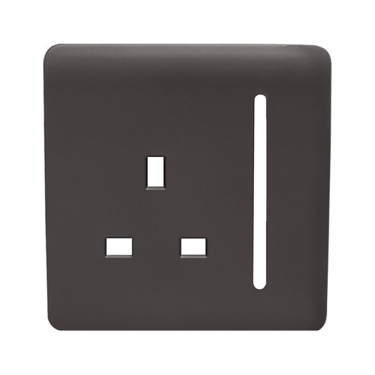 Trendi Switch 1 Gang 13 Amp Switched Spare Faceplate For Modern Designer Plug Socket in Dark Brown