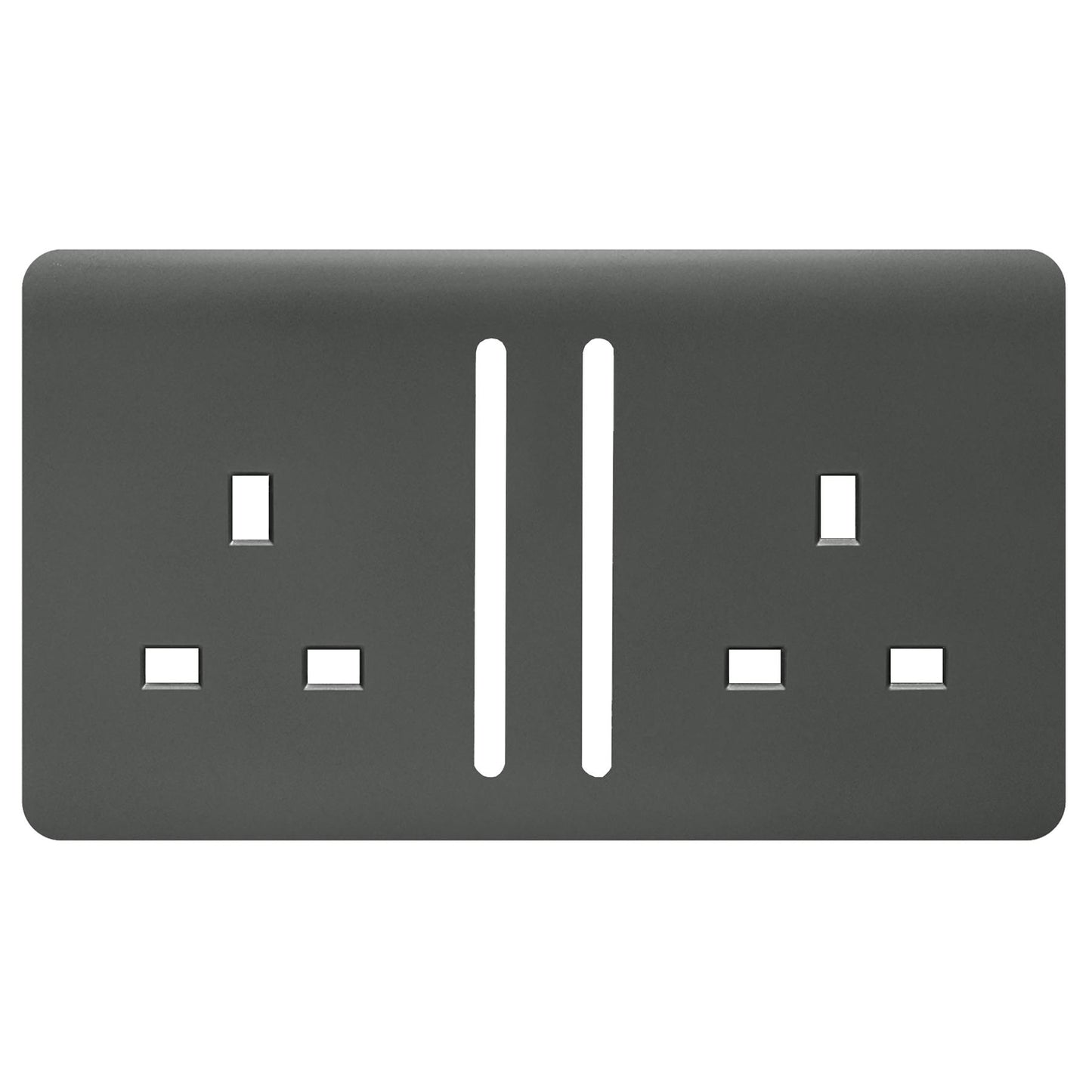Trendi Switch 2 Gang Long Switched Spare Faceplate For Modern Designer Plug Socket in Charcoal Grey