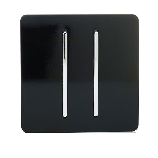 Trendi Switch 2 Gang Retractive Doorbell Switchin Piano Black