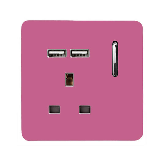 Trendi Switch 1 Gang USB 2100mA Plug Socketin Candy Pink