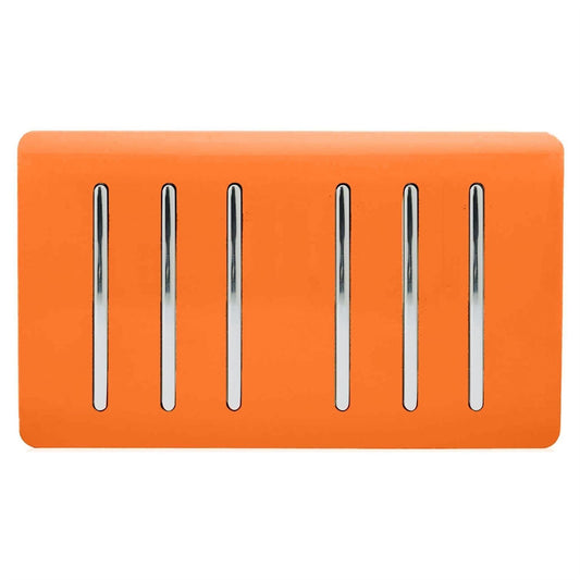 Trendi Switch 6 Gang Spare Faceplate for Modern Designer Light Switch in Sunset Orange