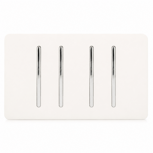 Trendi 4 Gang (2 Way & 1x Intermediate) 10 Amp Rocker Light Switch Matt White - ART-SS2229MWH