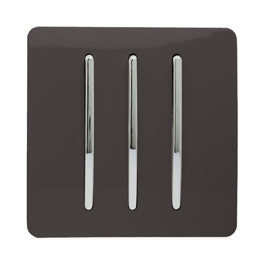Trendi Switch 3 Gang 1 or 2 way Rocker Light Switchin Dark Mocha Brown