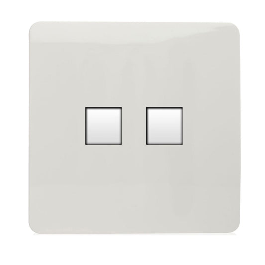 Trendi Switch 2 Gang RJ45 Cat 5e PC Ethernet Socketin Ice White
