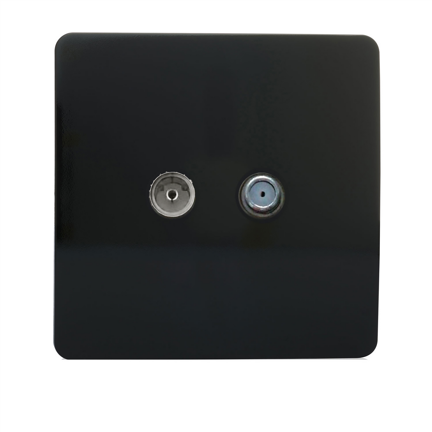 Trendi Switch TV Co-Axial & F-Type Satellite Socket in Piano Black