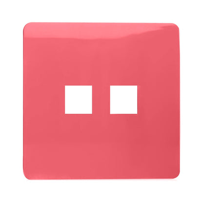 Trendi Switch 2 Gang Spare Faceplate For Modern Designer Telephone Slave Socket in Strawberry Red