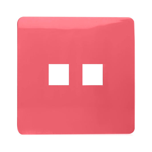 Trendi Switch 2 Gang Spare Faceplate For Modern Designer Telephone Slave Socket in Strawberry Red