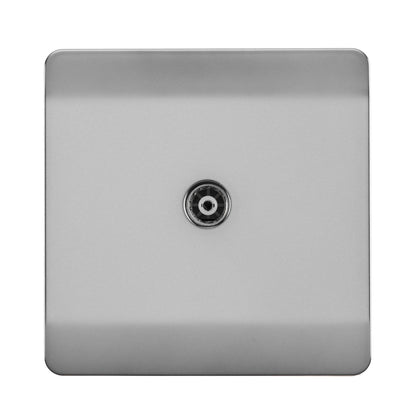 Trendi Switch 1 Gang Female Co-Axial Television Socket in Brushed Steel