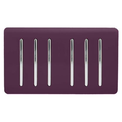 Trendi Switch 6 Gang 1 or 2 Way Light Switch in Plum Purple