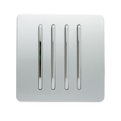 Trendi Switch 4 Gang 1 or 2 way Rocker Light Switch in Platinum Silver