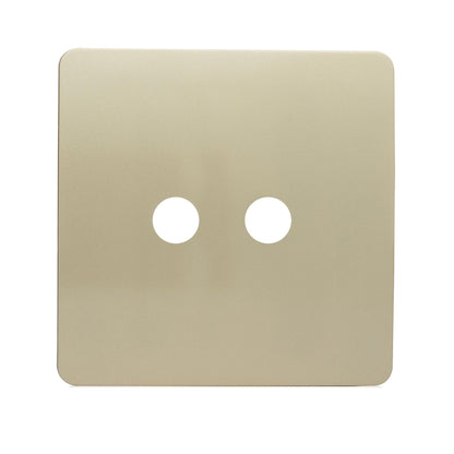 Trendi Switch 2 Gang Spare Faceplate For Co-Axial Modern Designer Television Socket in Champagne Gold