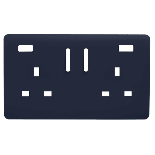 Trendi Switch 2 Gang USB Spare Faceplate For Modern Designer Plug Socket in Navy Blue