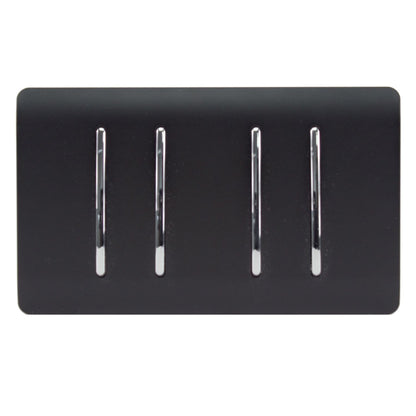Trendi Switch 4 Gang Light Switch (3x 1 or 2 Way & 1 x Intermediate)in Matt Black