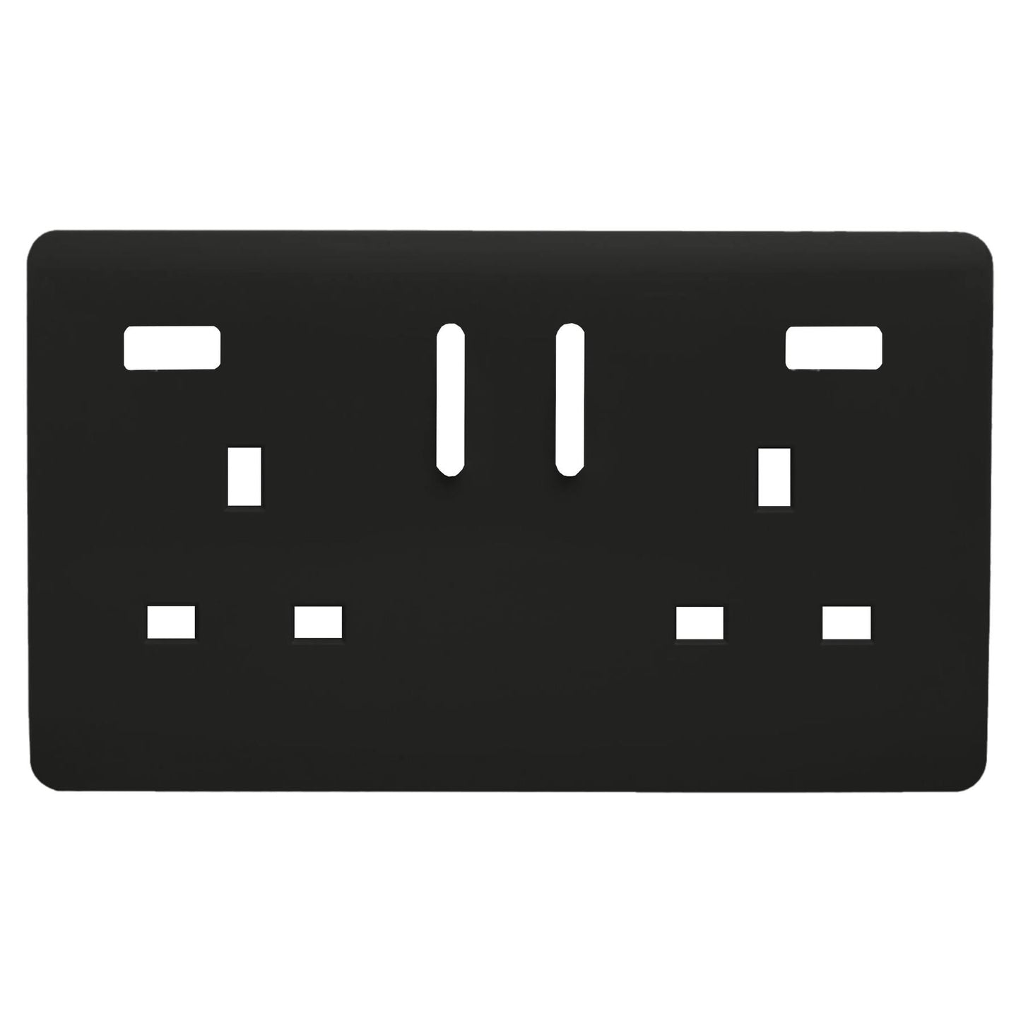 Trendi Switch 2 Gang USB Spare Faceplate For Modern Designer Plug Socket in Matt Black