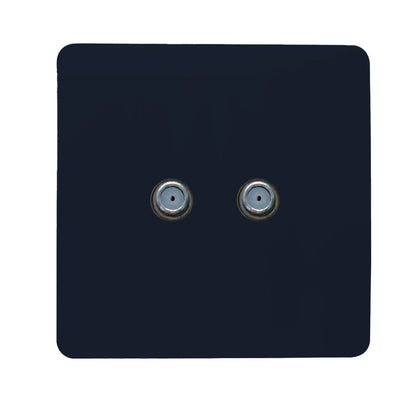 Trendi Switch 2 Gang Male F-Type Satellite Television Socket in Navy Blue