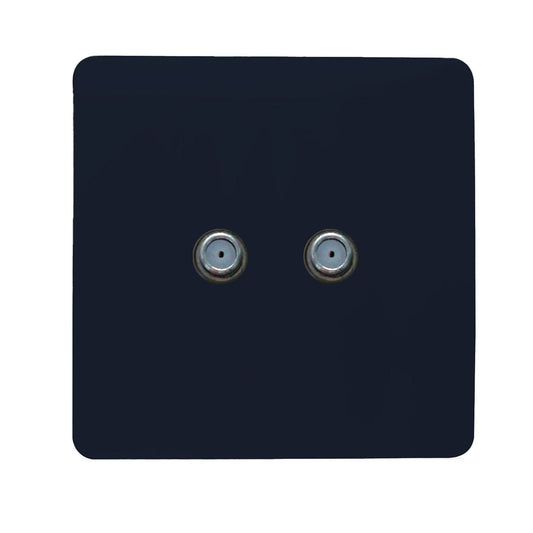 Trendi Switch 2 Gang Male F-Type Satellite Television Socketin Navy Blue