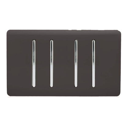 Trendi Switch 4 Gang 1 or 2 Way Light Switch in Dark Mocha Brown