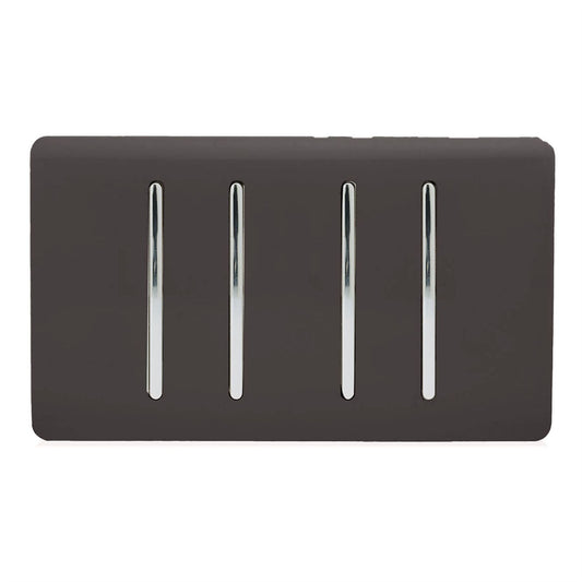 Trendi Switch 4 Gang 1 or 2 Way Light Switchin Dark Mocha Brown