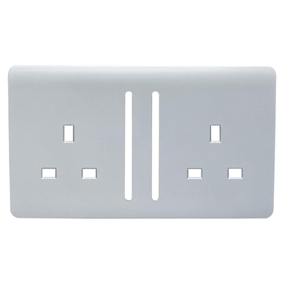 Trendi SPARE FACEPLATE For 2 Gang  13 Amp Switched Plug Socket Silver
