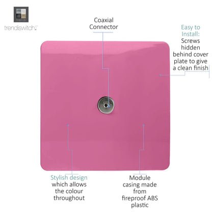 Trendi Switch 1 Gang Female Co-Axial Television Socket in Candy Pink